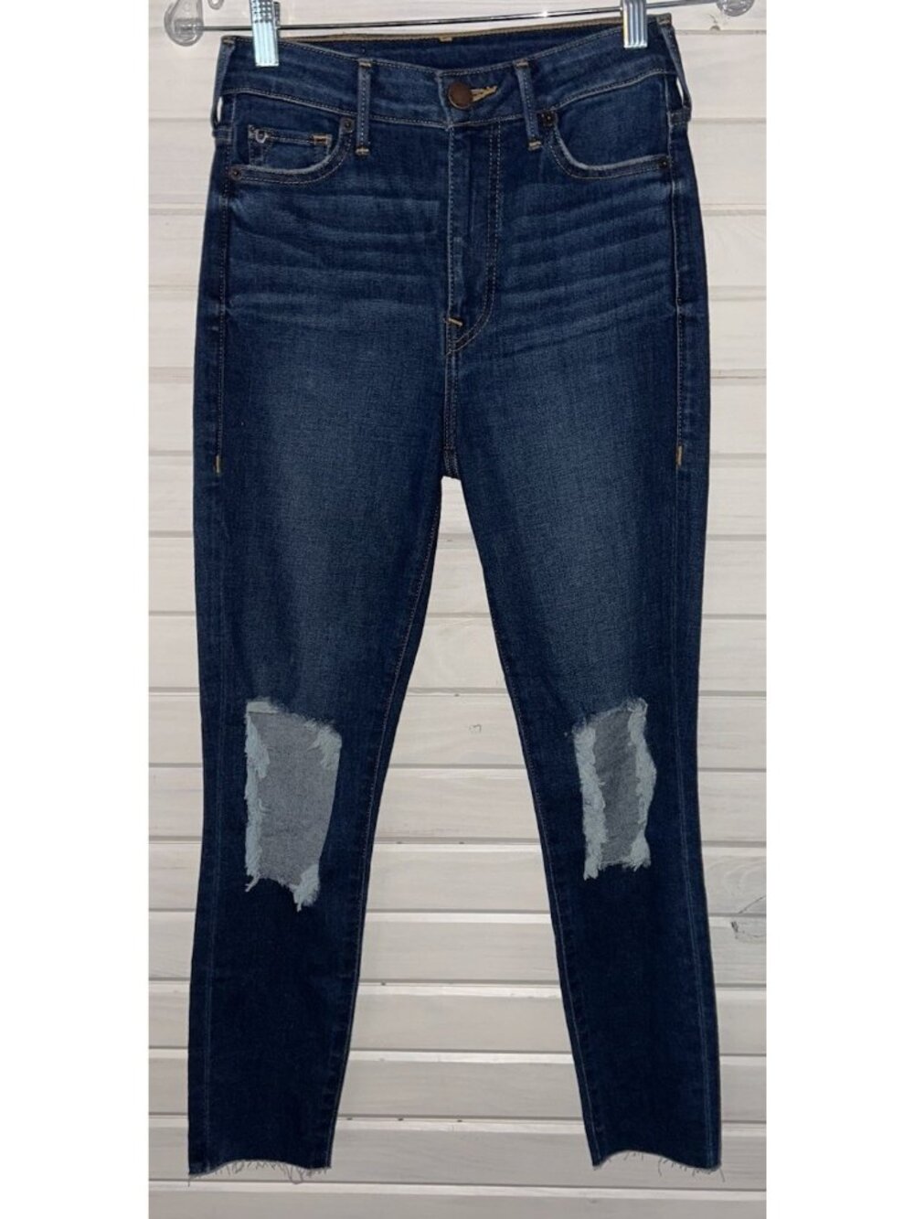 True Religion Sz 26 CAIA Ultra High Rise Super Skinny Jeans Stretch Blue EUC